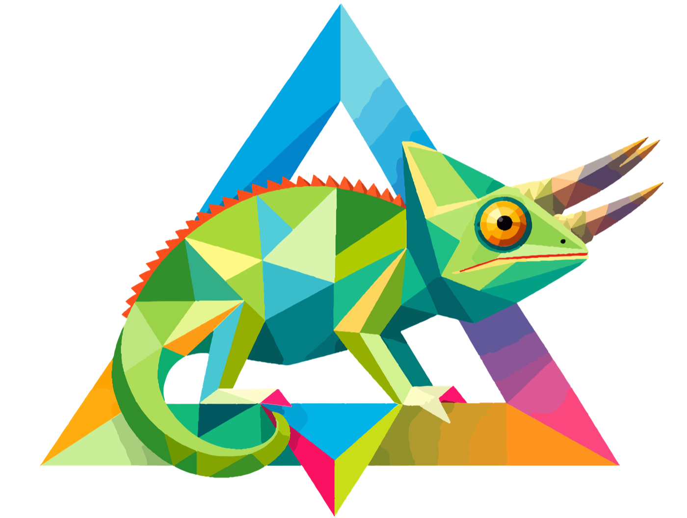 The colorful Trylingual chameleon logo